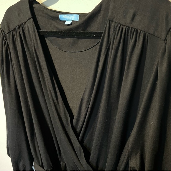 Draper James RSVP Plus Size Womens Midi Knit Wrap Dress Black Belted 3XL NWT - Picture 6 of 16